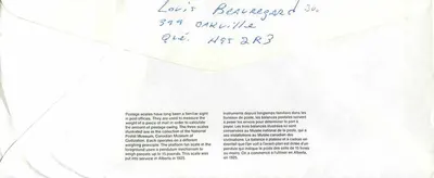 Wagi pocztowe — Kanadyjski Muzeum Poczty — Kanada 39 — Rewers