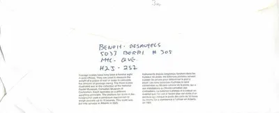 Balanzas postales — Museo canadiense de las civilizaciones — editorial Benoît Desautels, n° 305 — Reverso