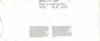 Bilance postali — Museo canadense delle poste — editore non visibile — Verso
