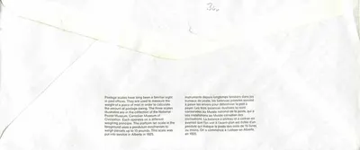 Wagi pocztowe — Muzeum Kanadyjskiej Cywilizacji — Postes Canada 39 — Rewers
