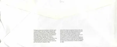 Wagi pocztowe — Muzeum Kanadyjskiej Cywilizacji — wydawca: Canada Post — Rewers