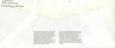 Balances postales — Musée canadien des civilisations — éditeur P. Léguillette, n° 398 — Verso