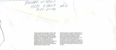 Postwaagen — Canadian Museum of Civilization — Verlag nicht sichtbar, Seriennummer #5 — Rückseite