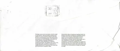 Wagi pocztowe — Narodowy Muzeum Kanady — Wydawca: Canada Post — Rewers