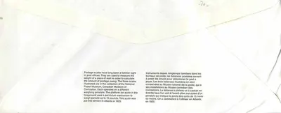 Balanzas postales — Museo canadiense de las civilizaciones — editor: Canada Post — Reverso