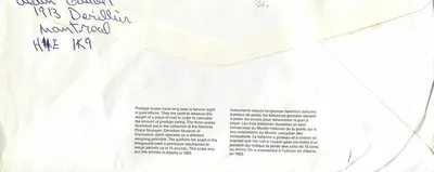 Balances postales — Musée canadien des civilisations — éditeur Dation, n° de série non visible — Verso