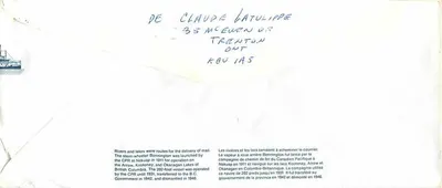 Navire à roue arrière Bonnington — Canada 32 — éditeur Canada Post — Back