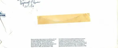 Vapor Bonnington — Compañía del Ferrocarril del Pacífico Canadiense — Ottawa — Reverso