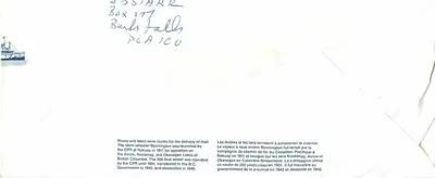 Burl's Falls — Barco a rodas Bonnington — Canada Post 32 — Verso