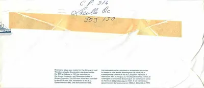 Vapor Bonnington — Nakusp, Columbia Británica — Canada Post — Reverso