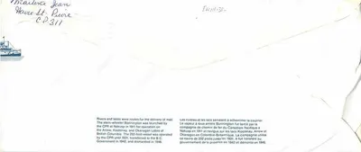 Vapore Bonnington — Canada 32 — editore Canada Post — Verso