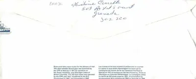Navi a ruote a vapore — Bonnington — Canada Post — Verso