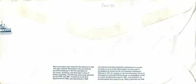 Vapore Bonnington — Canadese Pacifico — Canada Post — Verso