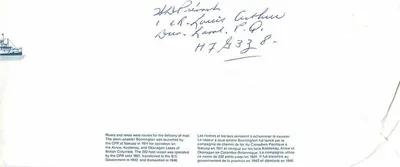 Parowóz Bonnington — Jeziora Kolumbii Brytyjskiej — Wydawca Canada Post — Rewers