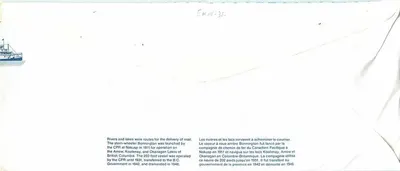 Vapor Bonnington — Companhia do Caminho de Ferro Canadense Pacífico — Editor Canadá 32 — Verso