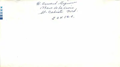 Karta pocztowa Kanada — Ottawa — przeznaczona dla Jokizô (Japonia) — Rewers