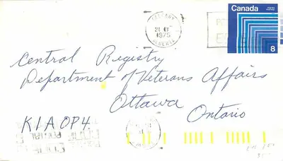 Carta postal Canadá — selo de 8 — enviada de Calgary, Alberta, em 24 de outubro de 1975