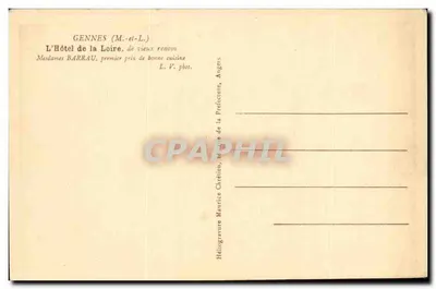 Gennes (M.-et-L.) — O Hotel de la Loire, de antigo renome — Héliogravure Maurice Chrétiën, Angers — Verso