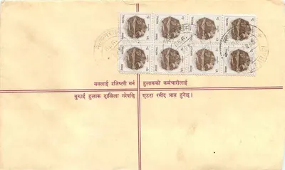 Nepal — Zarejestrowana koperta listowa — Wydawca: Nepal, numer seryjny nie widoczny — Rewers