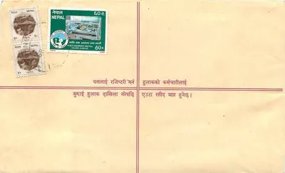 Nepal — Enveloppe de vente de timbres pour l'hôpital pour enfants — éditeur : Nepal Post — Rewers
