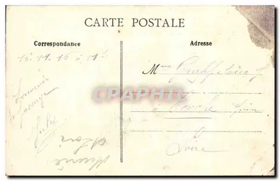 Angers - Plac Visitation - Statua Marguerite d'Anjou - Widok ku Wieży Świętego Aubina i Ulicy Lices - L.V., fot. — Rewers