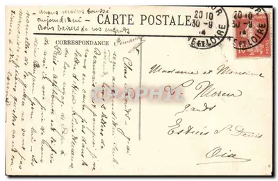 Saumur — Zamek, kościoł św. Piotra, Urząd Miasta, widok z mostu Cessart — LL. n°14 — Rewers