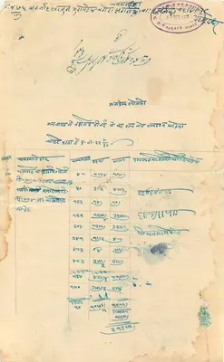 Carta postal do Estado de Bahawalpur — selo de 8 annas — escrita em escrita árabe e devanagari — Verso