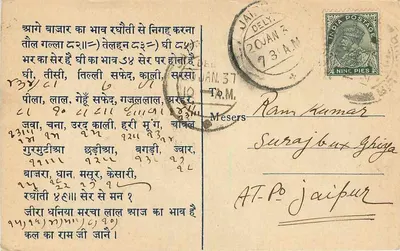 Mercado de Chhota Udaipur — Lista de preços das mercadorias — editor não visível