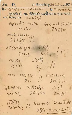 Jammnagar — Komisarz handlowy — Shah Oomedchand Kashiram, Bombay — Rewers