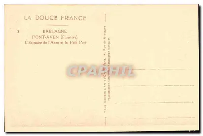 PONT-AVEN (Finistère) — O Estuário do Aven e o Pequeno Porto — Éditions d'Art YVON, Paris — Verso
