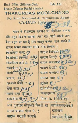 Chaman — Thakurdas Moolchand, sprzedawca suszonych owoców — wydawca nieznany — Rewers