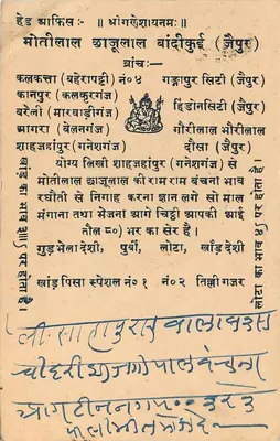 Mohtilal Bhandari (Jaipur) — turystyczna kartka pocztowa — India Postage — Rewers