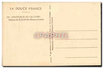 Zamek w Saumur — Maine-et-Loire — Wydawnictwo Art VVOM, Paryż — Rewers