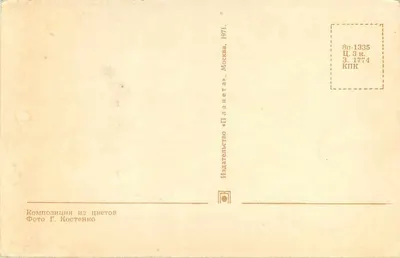 Kompozycja kwiatów — Tulipany i narcyzy — Wydawca «Planète», nr 8п-1335 — Rewers