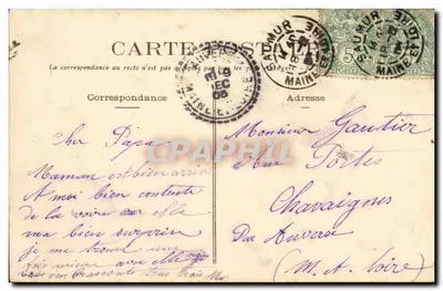 Saumur - O Castelo - A escada de honra — Dando-Berry, n° 536 — Verso