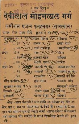 Dewi Lal Mohanlal Garg — Dévi Lal Mohanlal Garg (Rajasthan) — Karta pocztowa z Kishangarh, Indie — Rewers