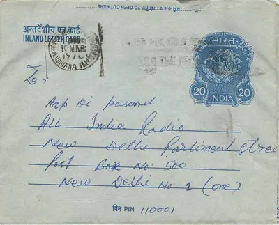 Carta postal interna — Índia — 10 de março de 1962 — Enviada de Ludhiana para Nova Delhi — Verso