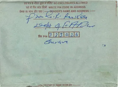 Jaipur — cartão postal interno indiano — editor não visível — Verso