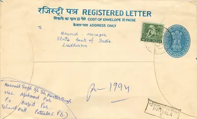 Patiala — Envelope Registrado — Correios Indianos