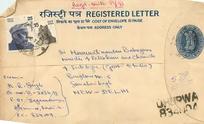 Carta registrada - Índia - 1950s