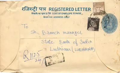 Ludhiana — Envelope registrado — India Post