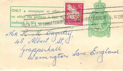 Carta postal sem imagem — Christchurch, Nova Zelândia — editor desconhecido