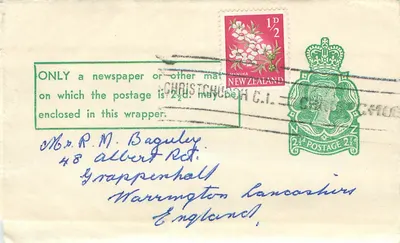 Carta postal da Nova Zelândia — Christchurch — editor desconhecido, número de série não visível