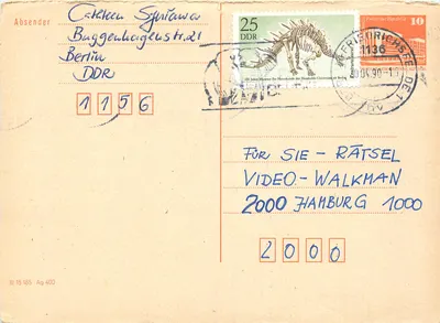 Carta postal humorística — Rätsel para um vídeo-walkman — Berlin DDR, 1990
