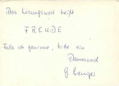 Carta postal com texto manuscrito — Gisela Weniger, Annaburg — editor III 18 185 Ag 400 — Verso