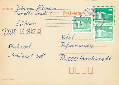 Lübbecke — carta postal da RDA — editor Postkarte Lübbecke 7550