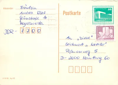 Hoyerswerda — carta postal com mensagem de jogo — editor Berlin