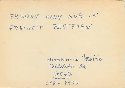 Frieden kann nur in Freiheit bestehen — Annemarie Weise — Jena — Verso