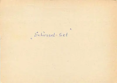 Schüssel-Set — Schüssel-Set — Renate Miethke, Straupitz (DDR) à la Redaktion Vital, Hamburg (DDR) — Verso