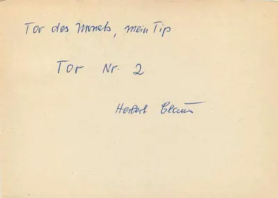 ARD-Sportschau — Tor des Monats — Herbert Claus — Verso